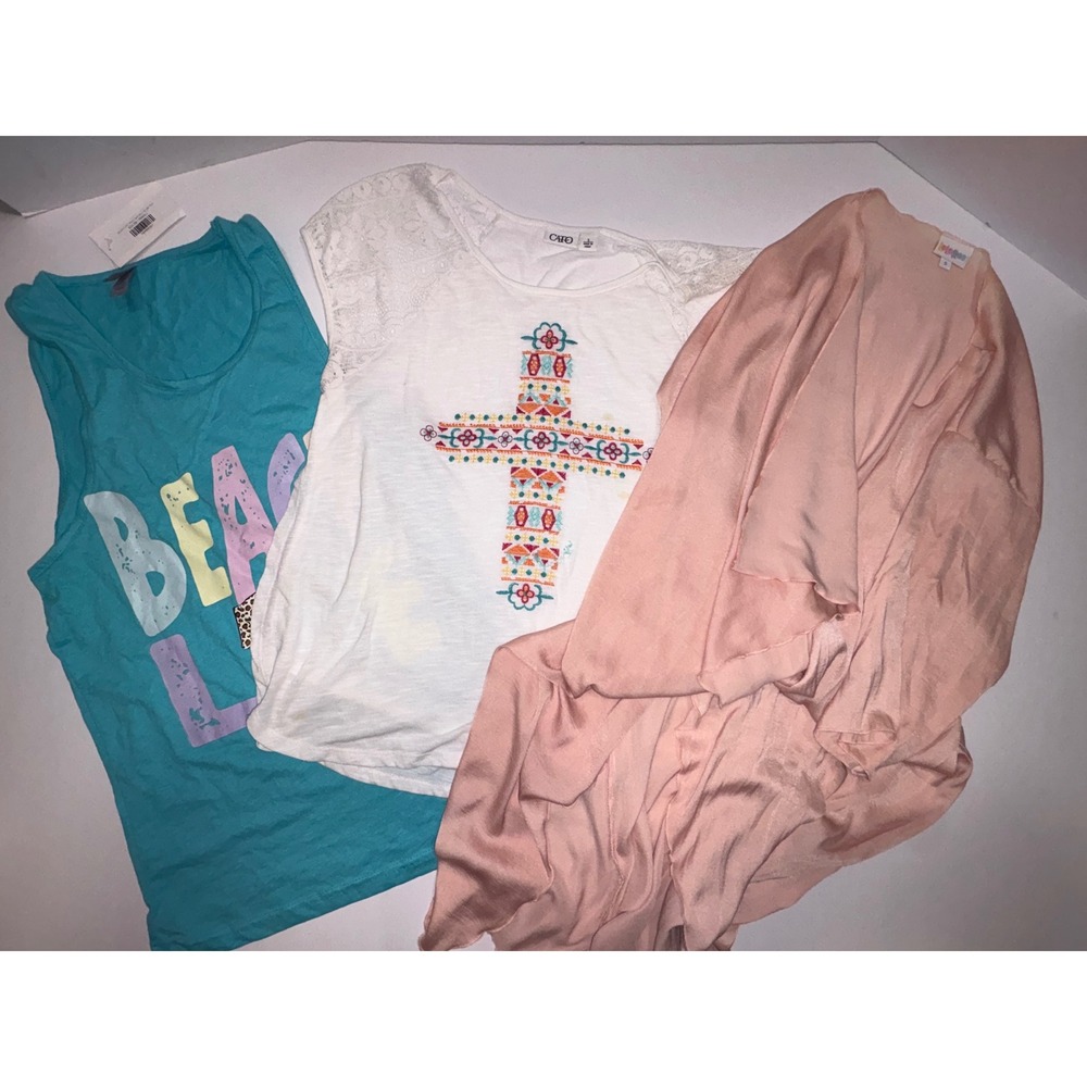 Womens 3 Piece Clothing Lot Cardigan Tops Beach‎ Life Cross Boho Casual